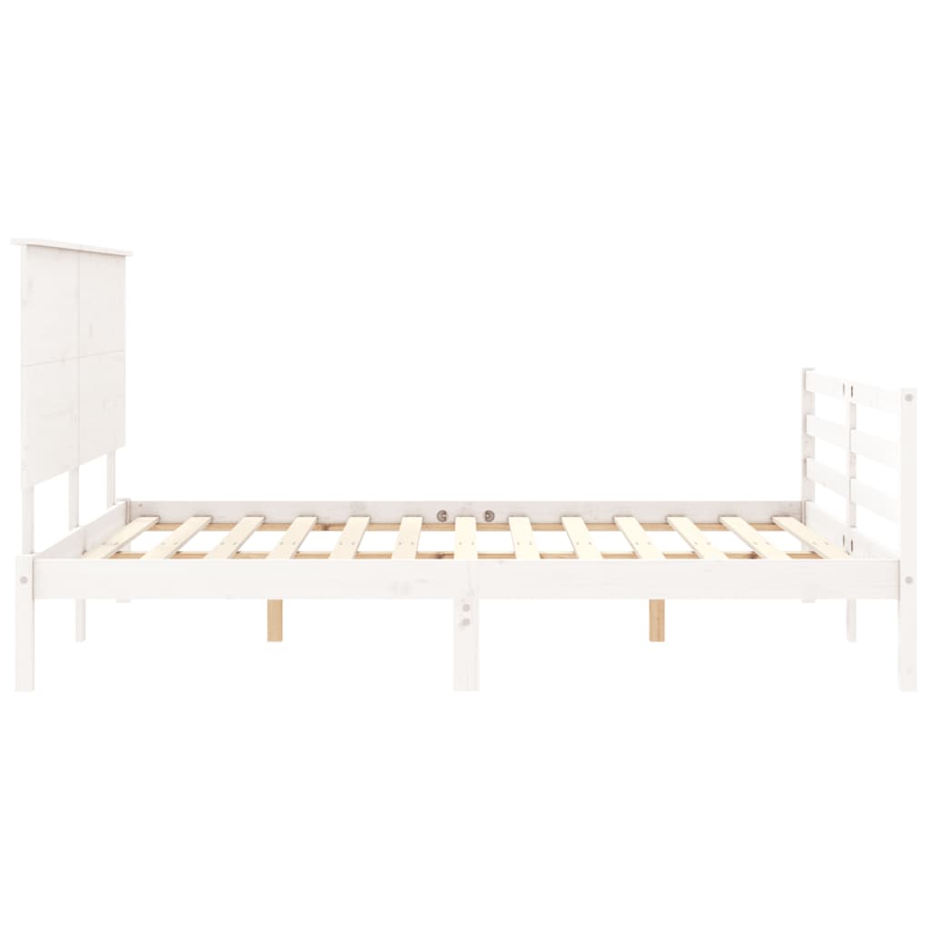 vidaXL Bed Frame without Mattress White King Size Solid Wood