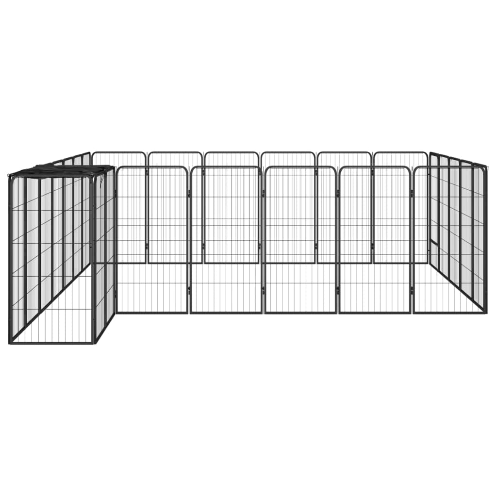 vidaXL 26-Panel Dog Playpen Black 50x100 cm Powder-coated Steel