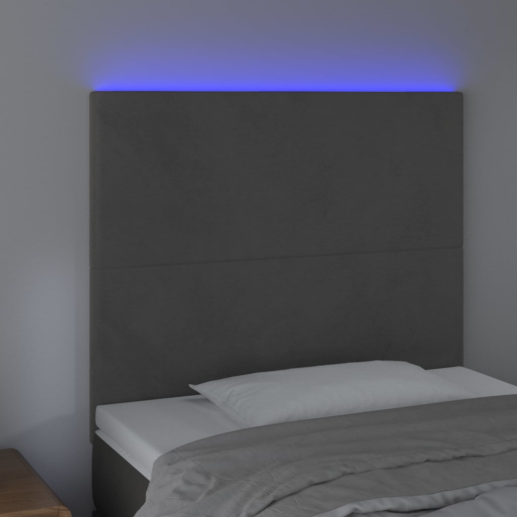 vidaXL LED Headboard Dark Grey 100 cm Velvet