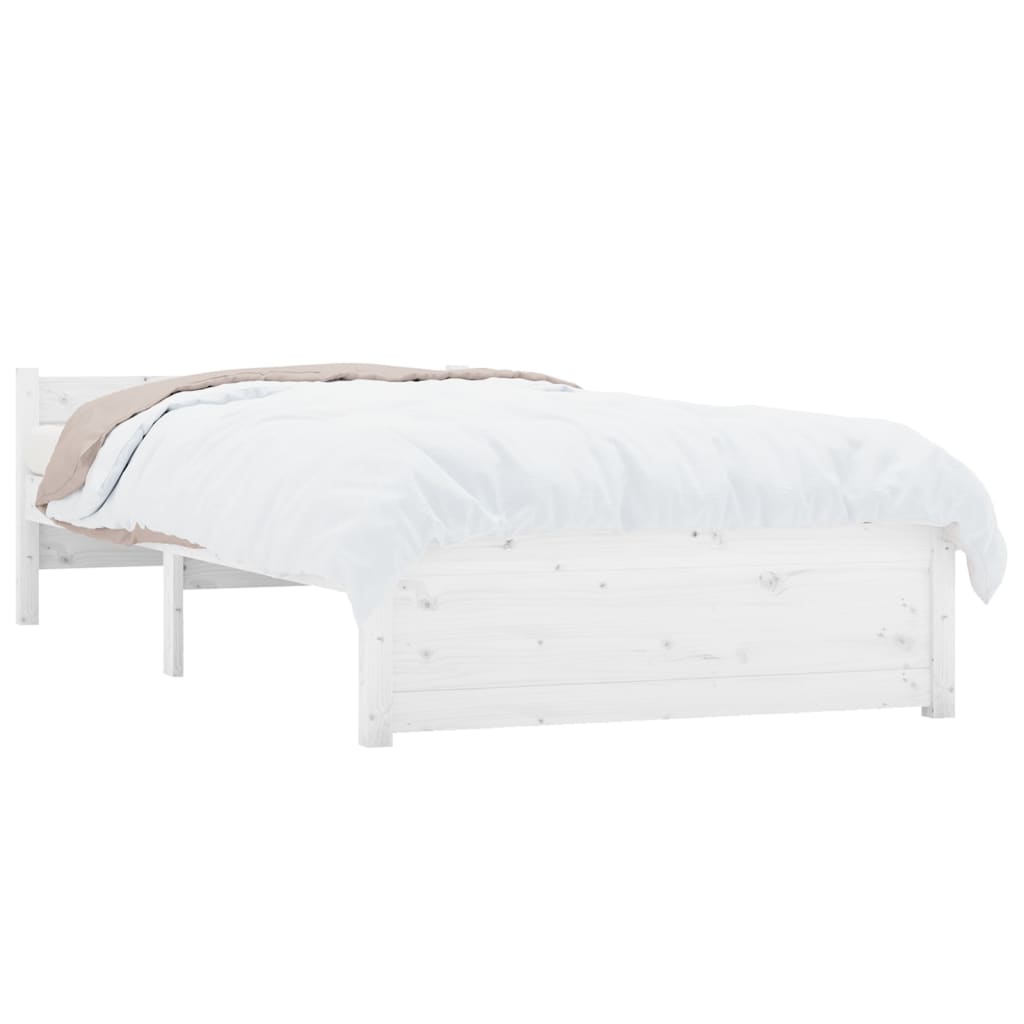 vidaXL Bed Frame White Solid Wood 90x190 cm Single