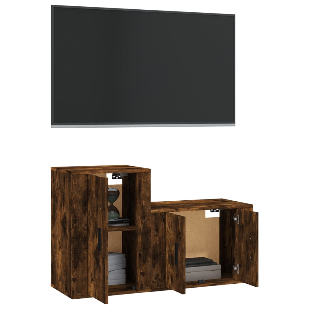 vidaXL 2 Piece TV Cabinet Set Smoked Oak Engineered Wood