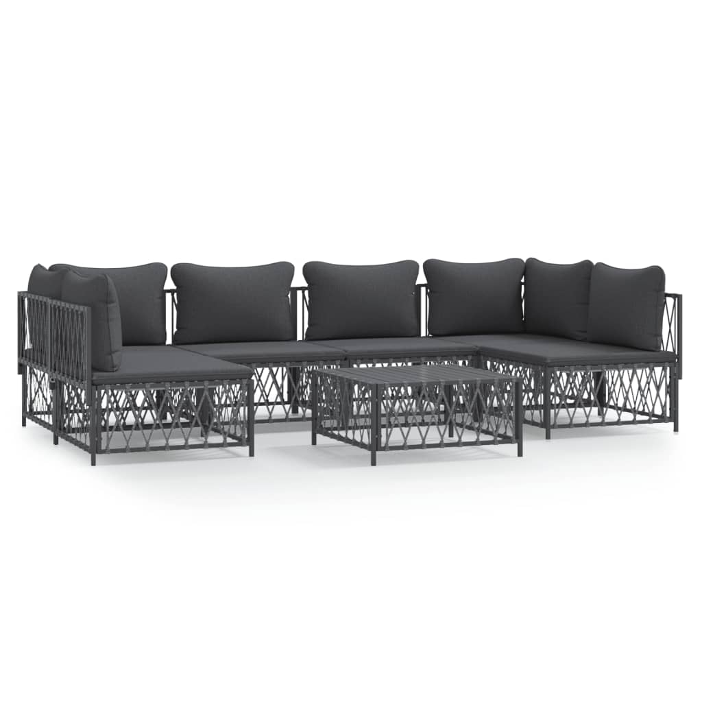 vidaXL 7 Piece Garden Lounge Set with Cushions Anthracite Steel