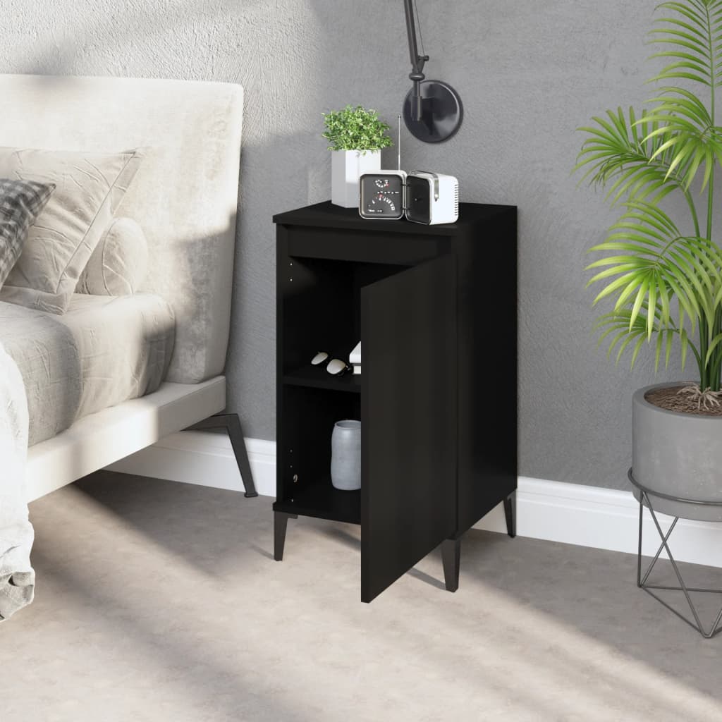 vidaXL Bedside Cabinets 2 pcs Black 40x35x70 cm Engineered Wood