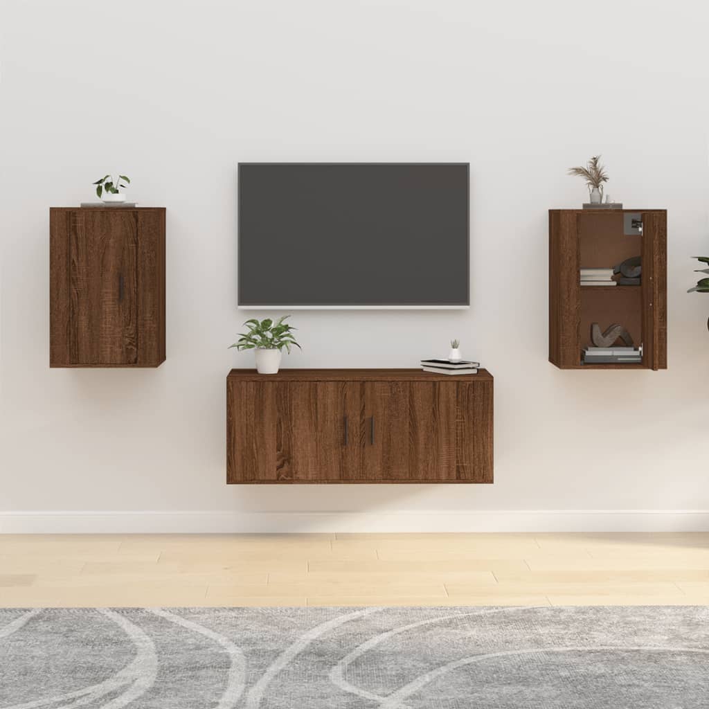 vidaXL Wall Mounted TV Cabinets 2 pcs Brown Oak 40x34.5x60 cm