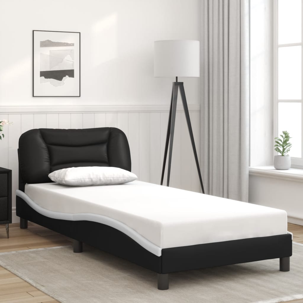 vidaXL Bed Frame with LED without Mattress Black and White 90x190 cm