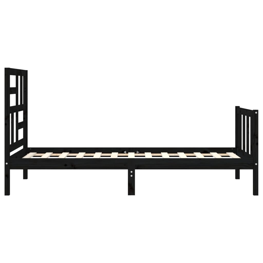 vidaXL Bed Frame without Mattress Black Single Solid Wood Pine