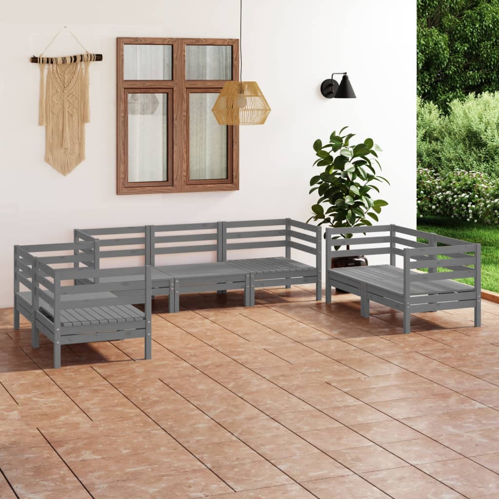 vidaXL 7 Piece Garden Lounge Set Grey Solid Pinewood