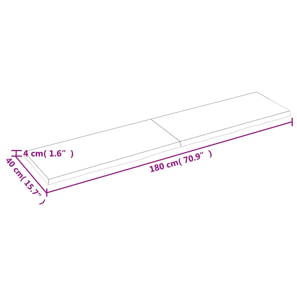 vidaXL Bathroom Countertop Light Brown 180x40x(2-4)cm Treated Solid Wood