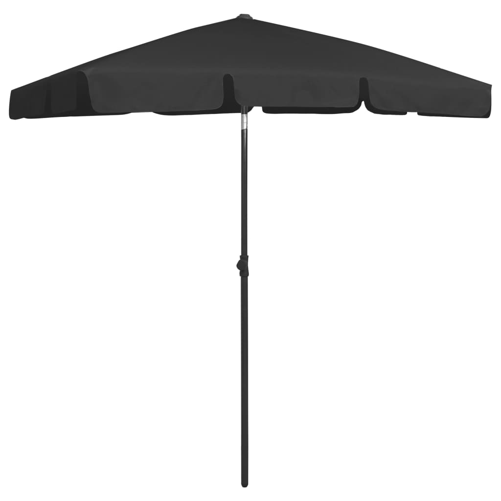 vidaXL Beach Parasol Black 180x120 cm