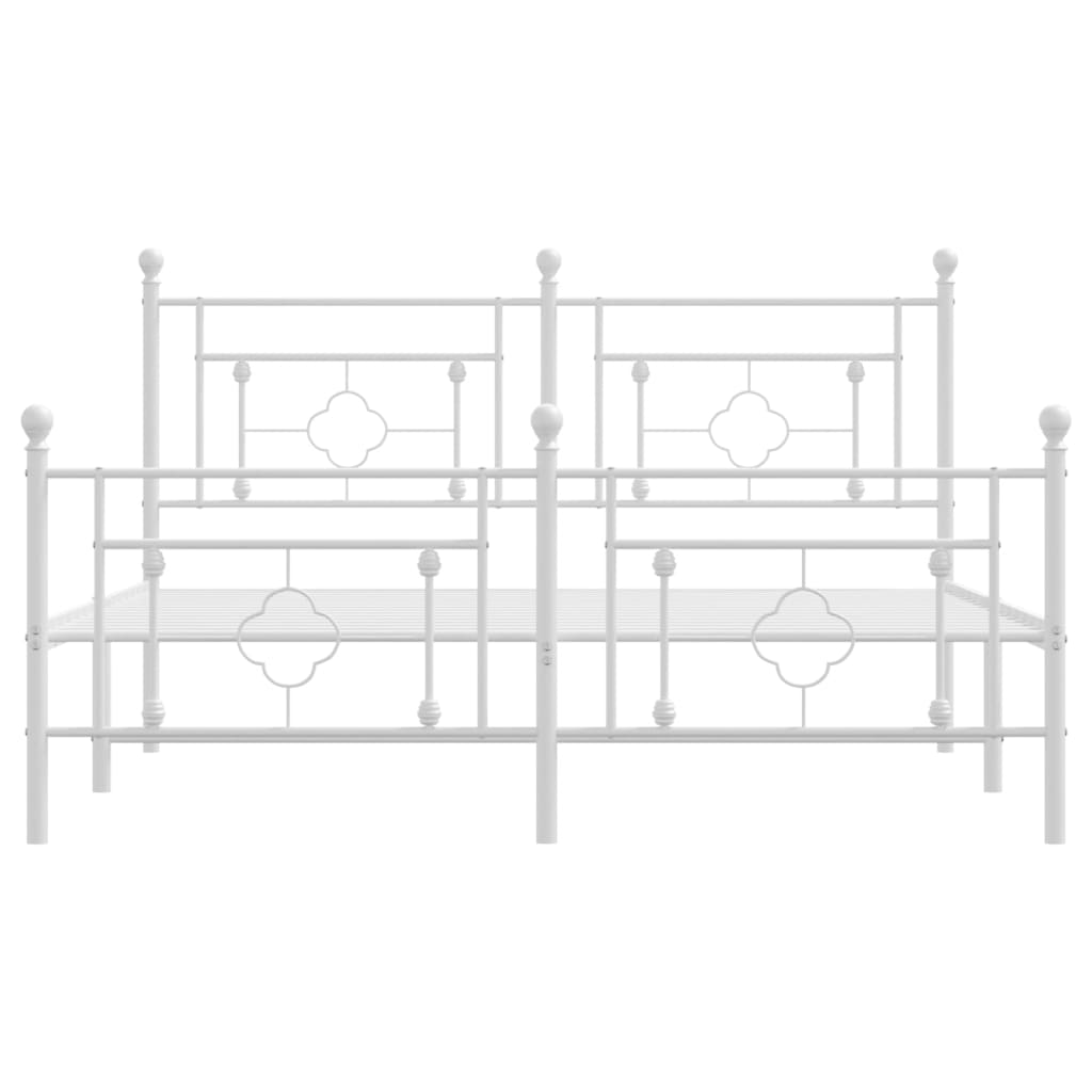 vidaXL Metal Bed Frame without Mattress with Footboard White 150x200 cm King Size