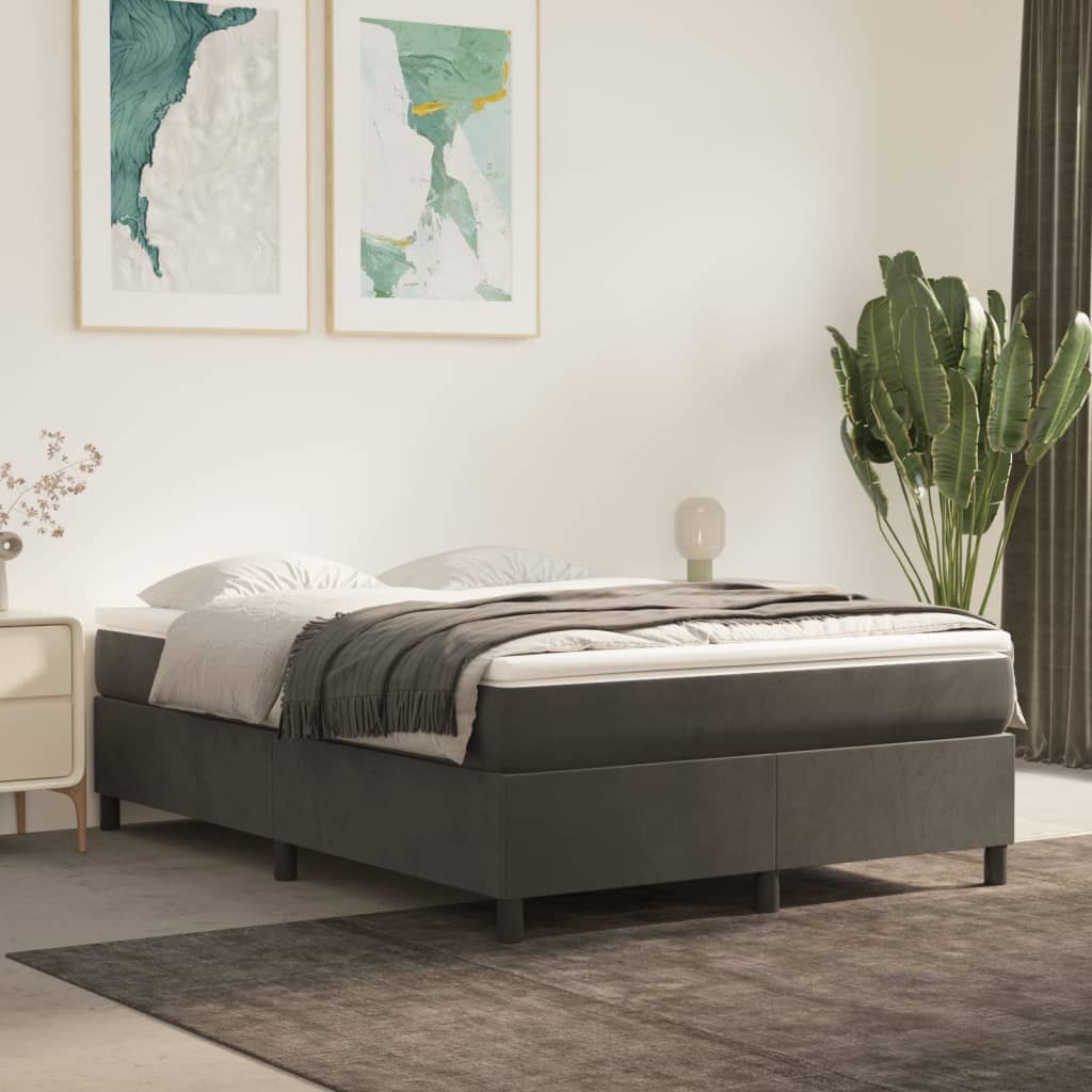 vidaXL Bed Frame Dark Grey 137x190 cm Velvet