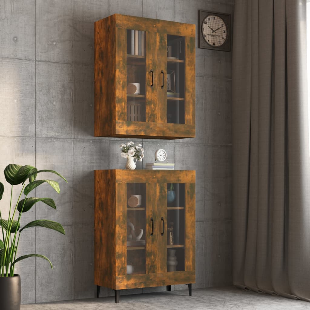 vidaXL Hanging Wall Cabinet Smoked Oak 69.5x34x90 cm