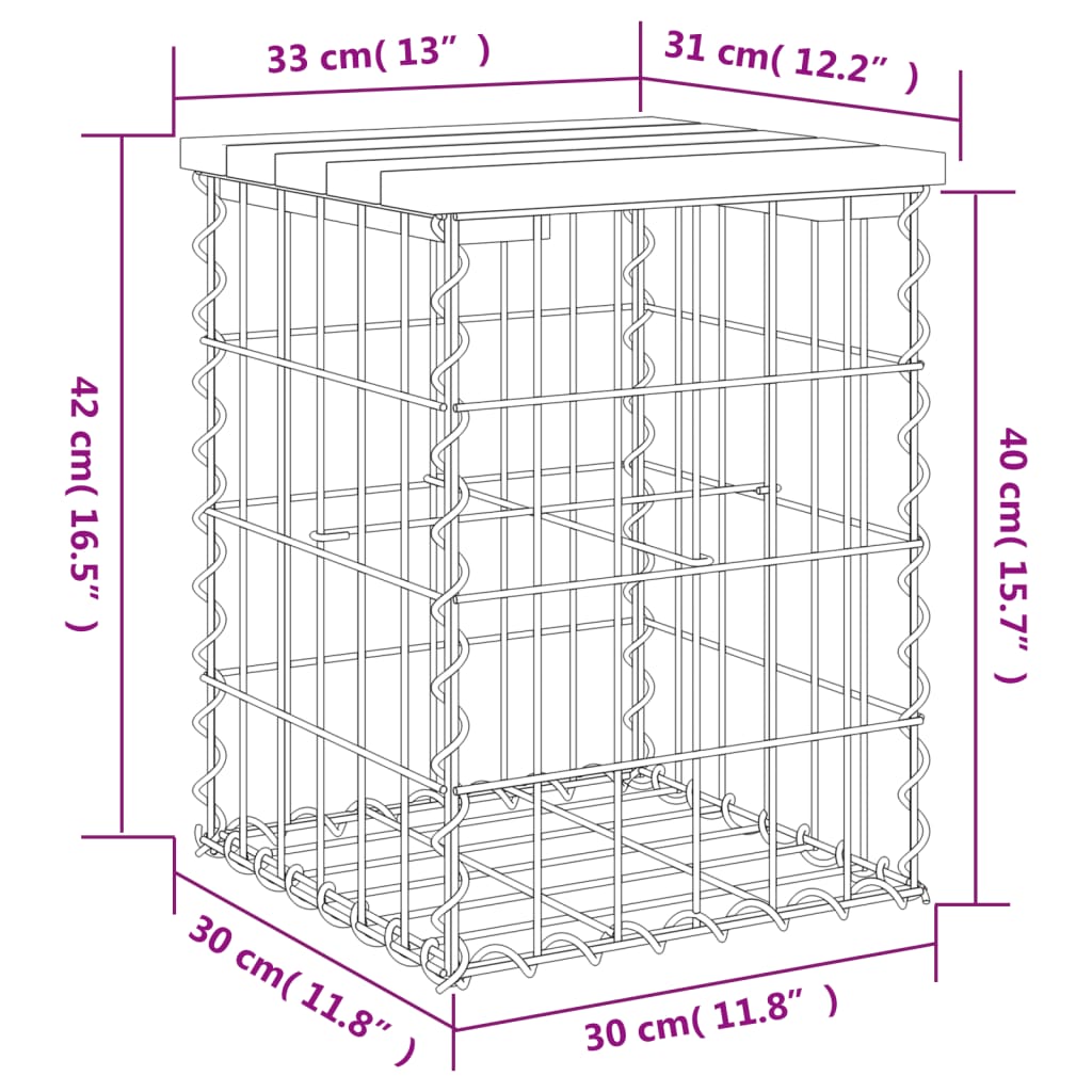 vidaXL Garden Bench Gabion Design 33x31x42 cm Impregnated Wood Pine