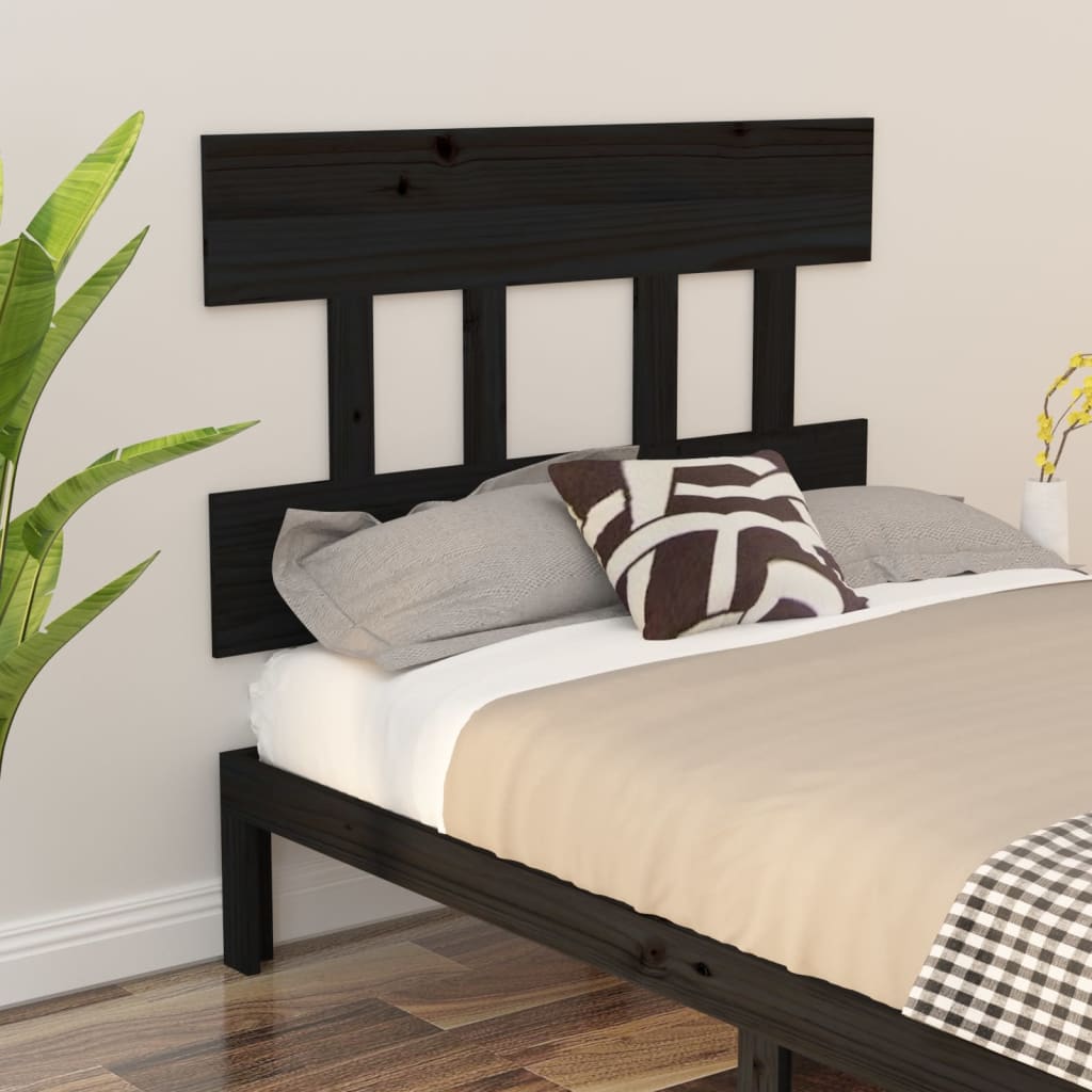 vidaXL Bed Headboard Black 93.5x3x81 cm Solid Wood Pine