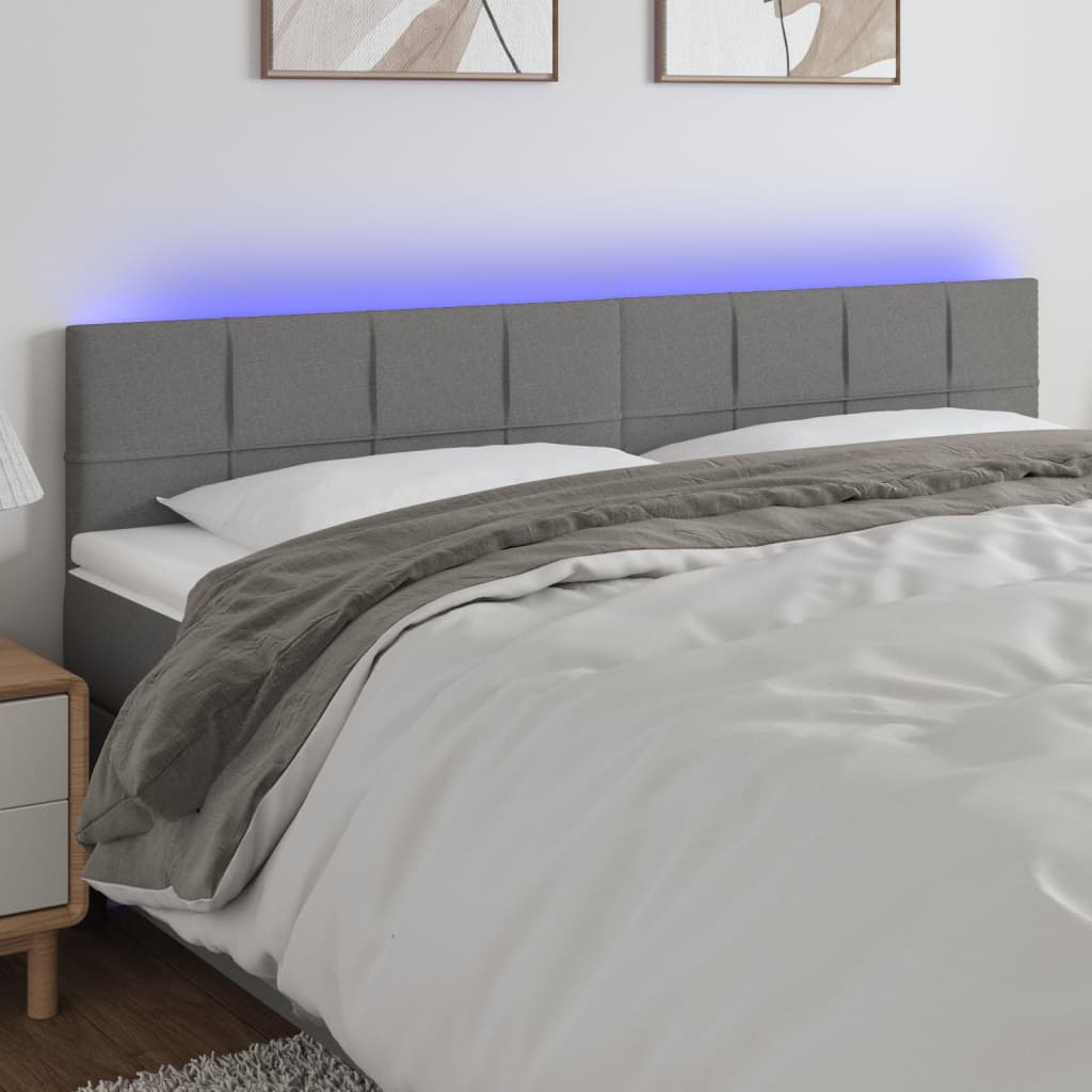 vidaXL LED Headboard Dark Grey 200 cm Fabric