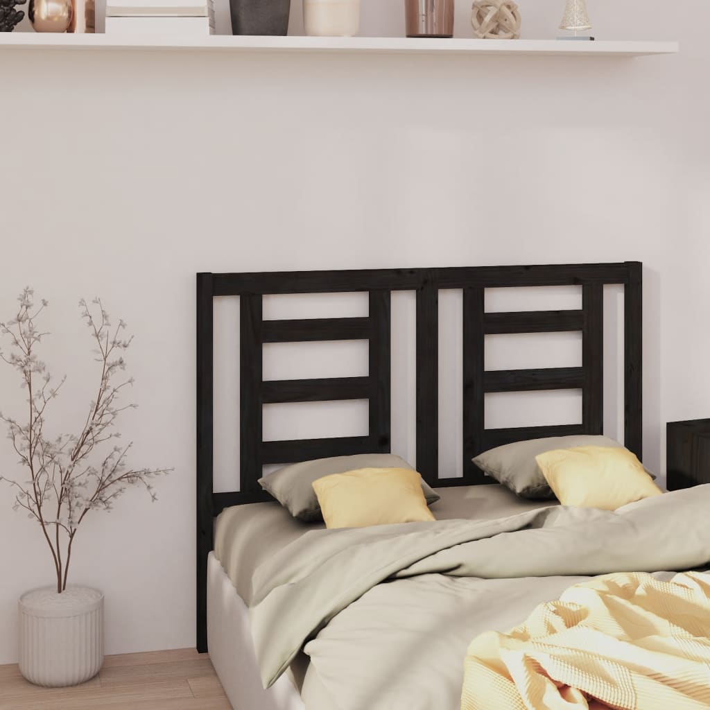 vidaXL Bed Headboard Black 141x4x100 cm Solid Wood Pine