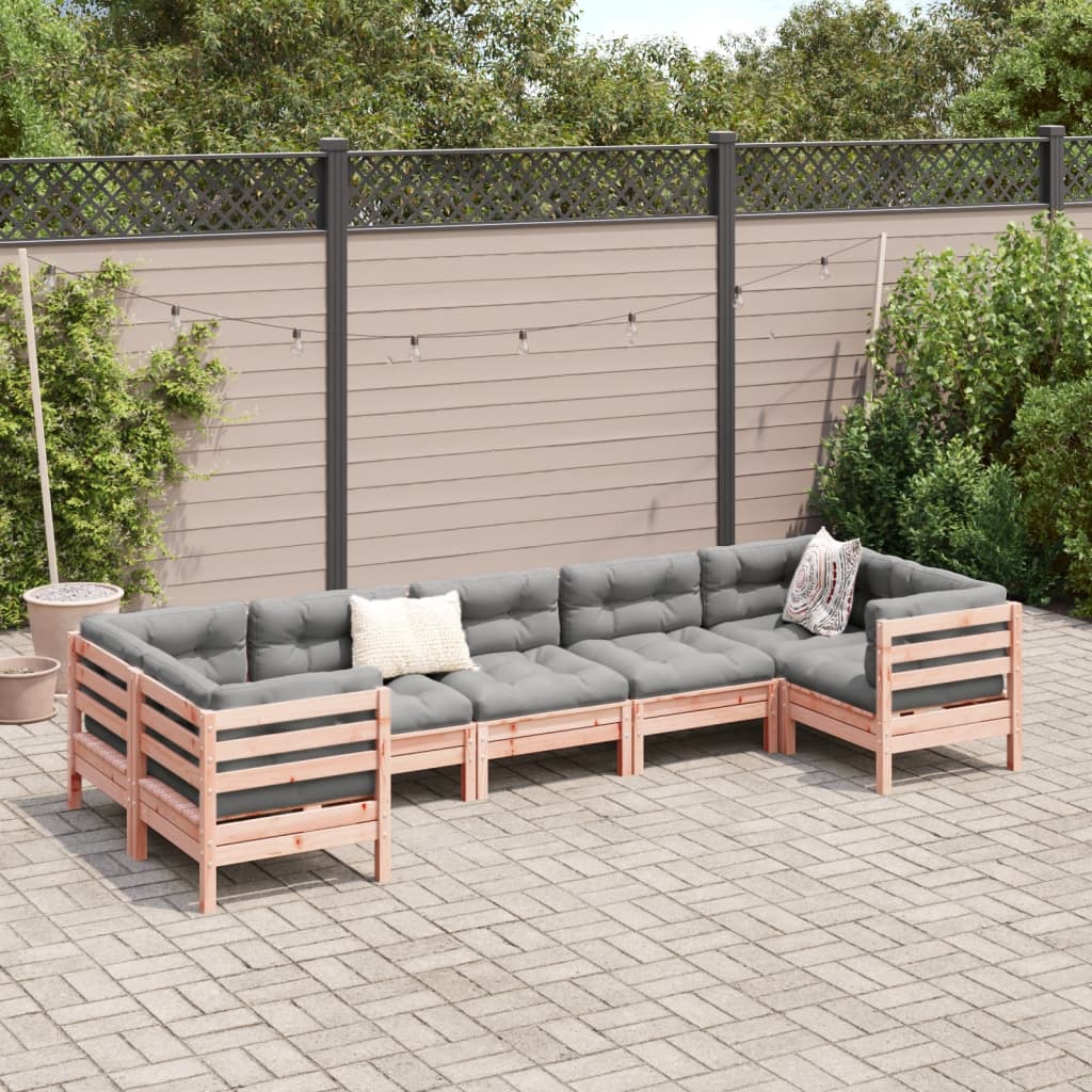 vidaXL 7 Piece Garden Sofa Set with Cushions Solid Wood Douglas Fir