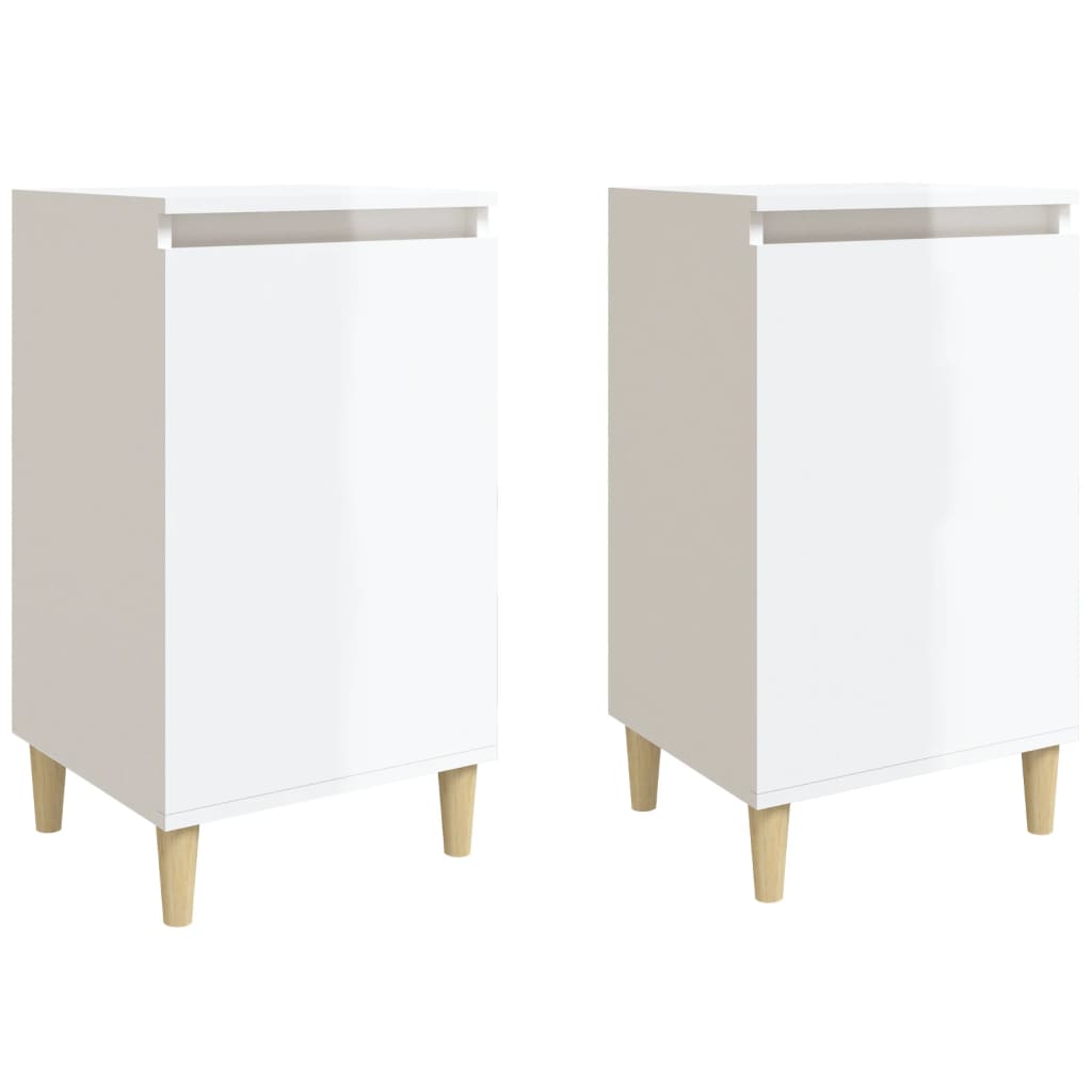 vidaXL Bedside Cabinets 2 pcs High Gloss White 40x35x70 cm Engineered Wood