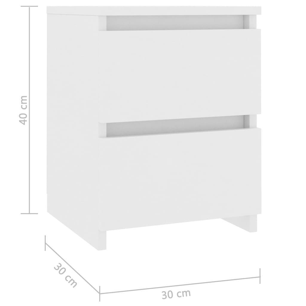 vidaXL Bedside Cabinet White 30x30x40 cm Engineered Wood