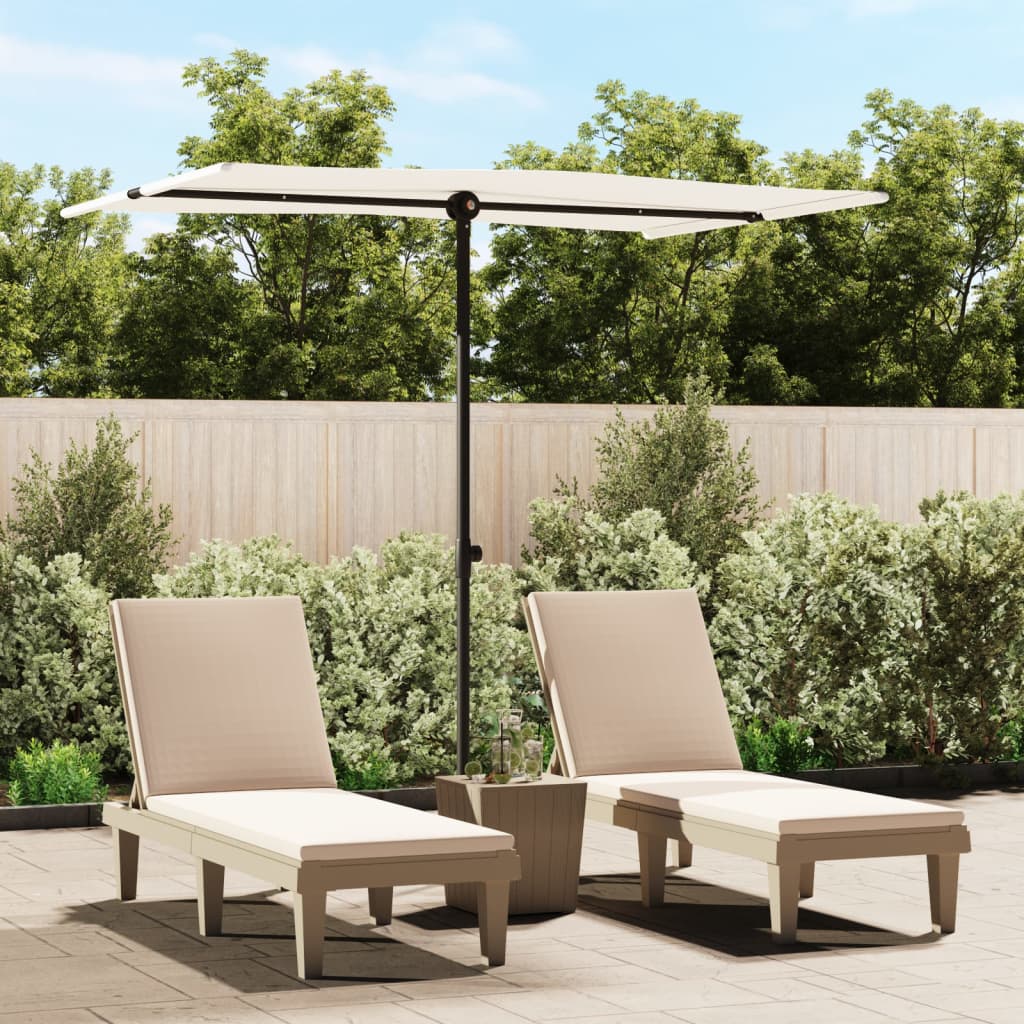 vidaXL Garden Parasol with Aluminium Pole 2x1.5 m Sand White