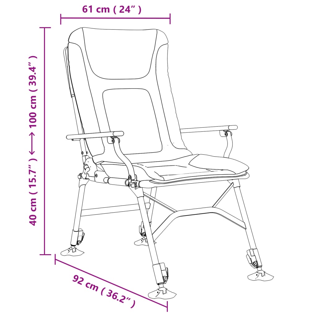 vidaXL Fishing Chair with Armrest Foldable Taupe