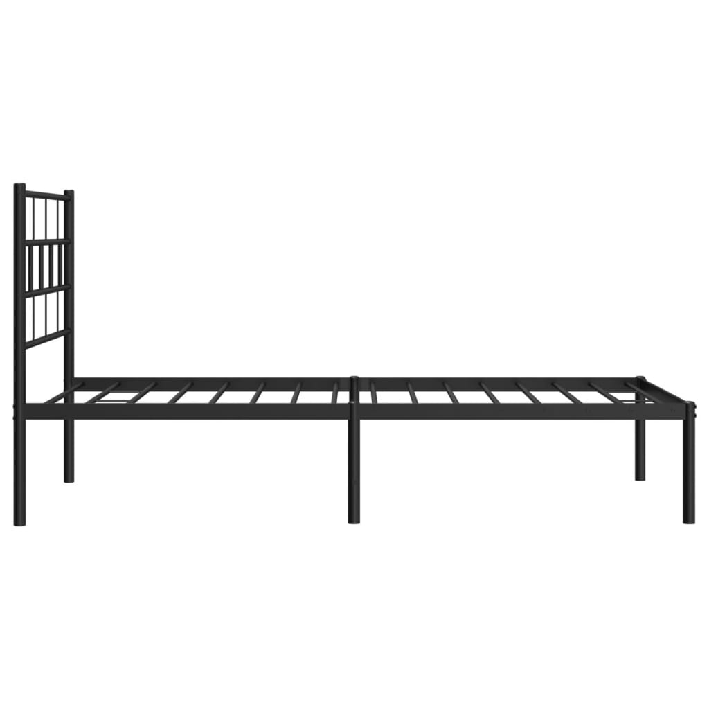 vidaXL Metal Bed Frame without Mattress with Headboard Black 107x203 cm