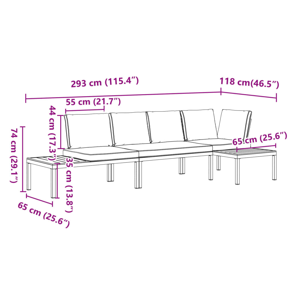 vidaXL 3 Piece Garden Sofa Set with Cushions Black Aluminium