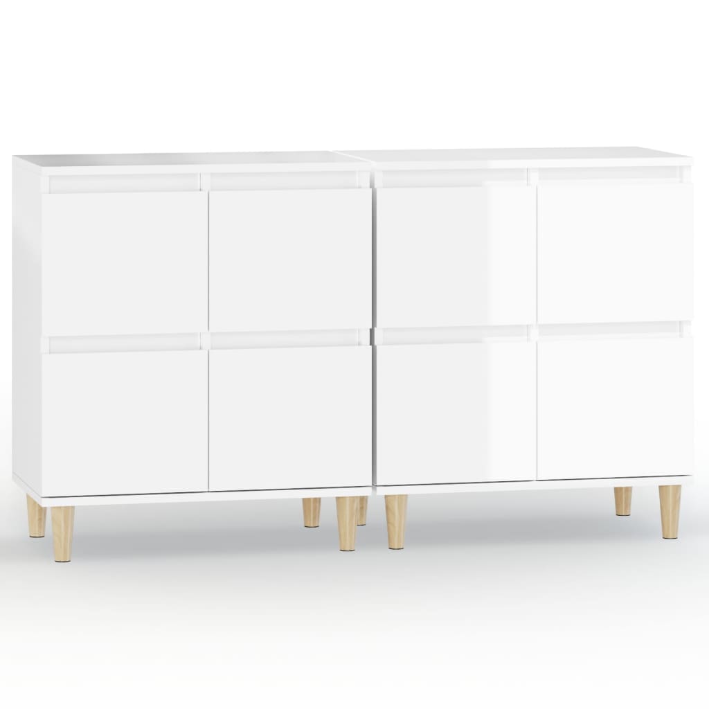 vidaXL Sideboards 2 pcs High Gloss White 60x35x70 cm Engineered Wood