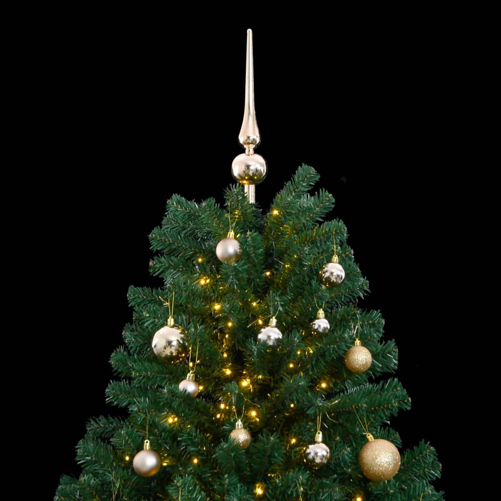 vidaXL Artificial Hinged Christmas Tree 300 LEDs & Ball Set 180 cm