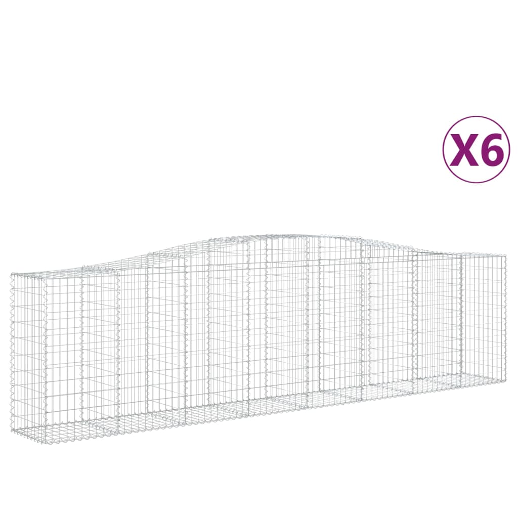 vidaXL Arched Gabion Baskets 6 pcs 400x50x100/120 cm Galvanised Iron