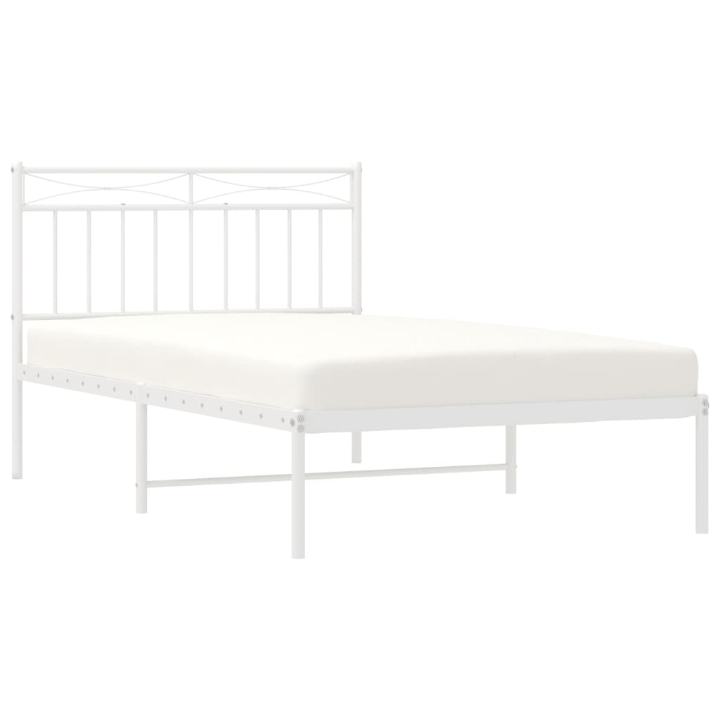 vidaXL Metal Bed Frame without Mattress with Headboard White 107x203 cm