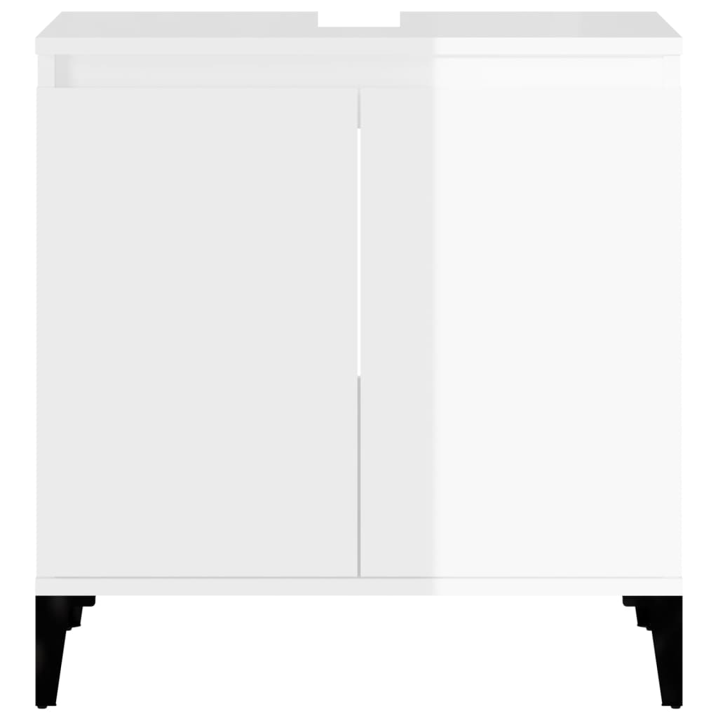 vidaXL Sink Cabinet High Gloss White 58x33x60 cm Engineered Wood