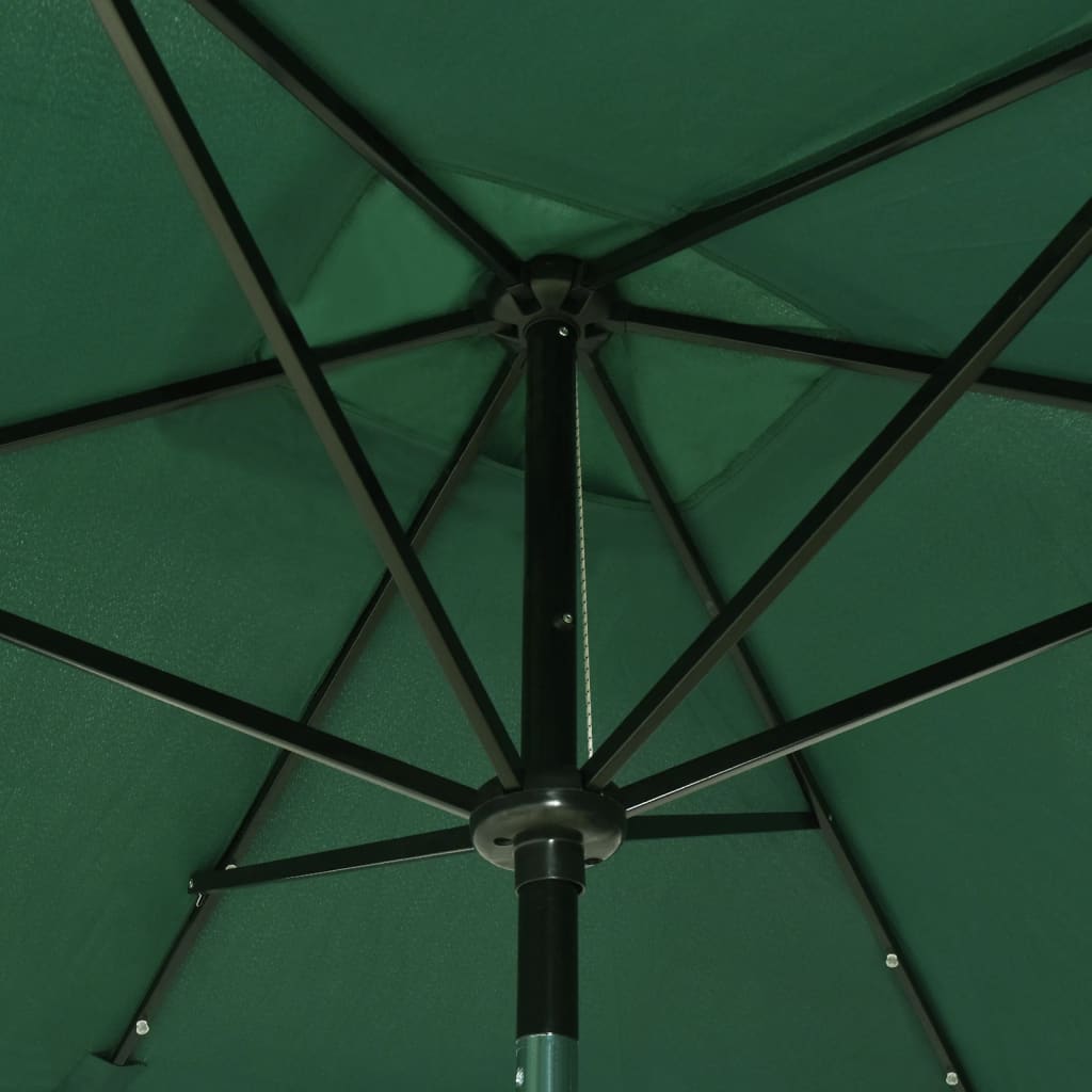 vidaXL Garden Parasol with LEDs and Steel Pole Green 2x3 m