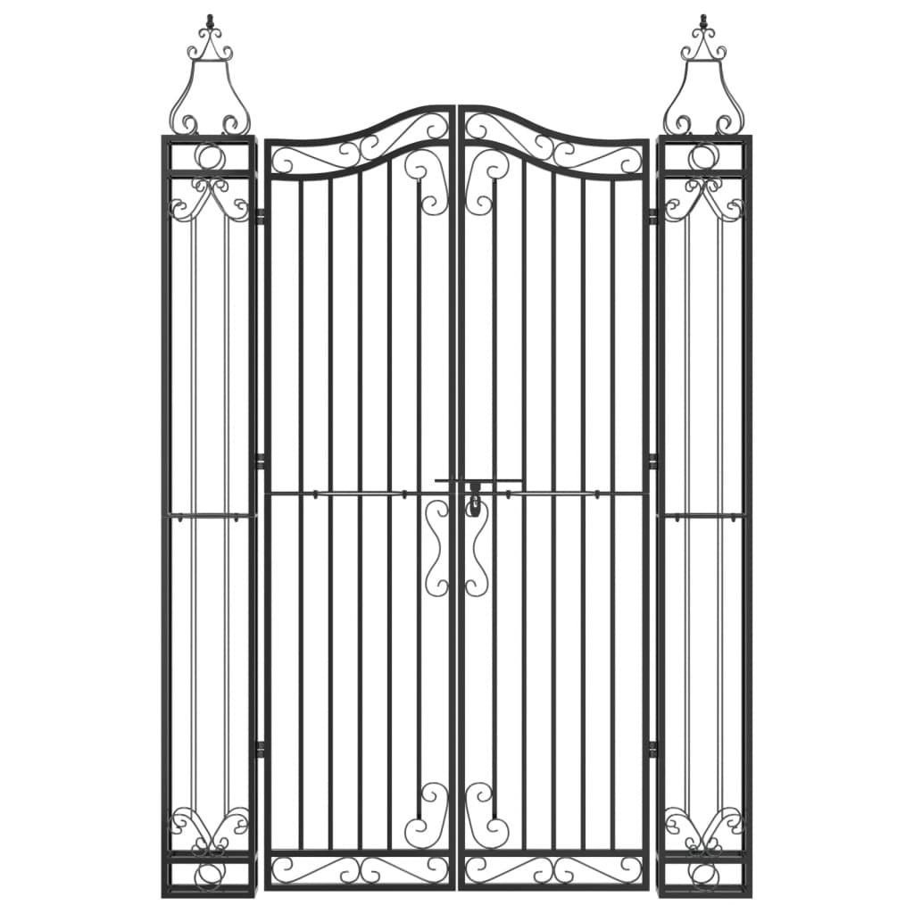 vidaXL Garden Gate Black 121x8x180 cm Wrought Iron