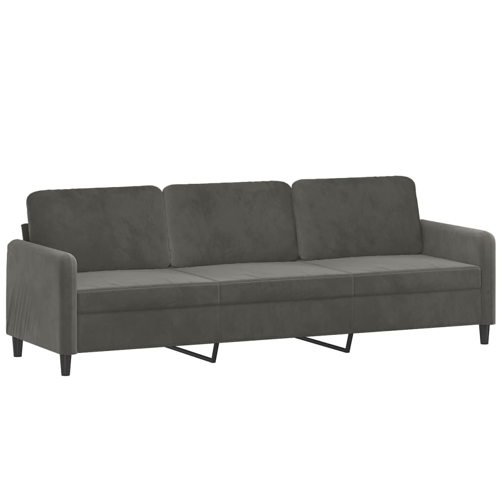 vidaXL 3-Seater Sofa with Pillows&Cushions Dark Grey 210 cm Velvet