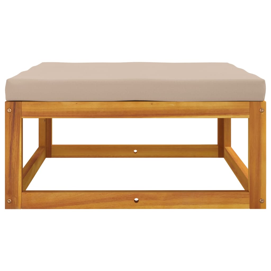 vidaXL Garden Footrest with Taupe Cushion Solid Wood Acacia