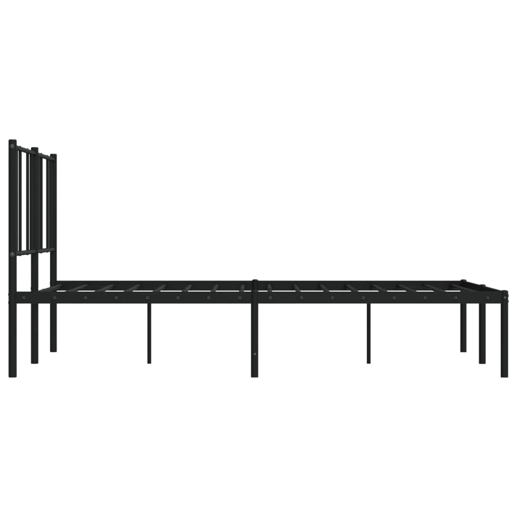 vidaXL Metal Bed Frame without Mattress with Headboard Black 135x190 cm Double