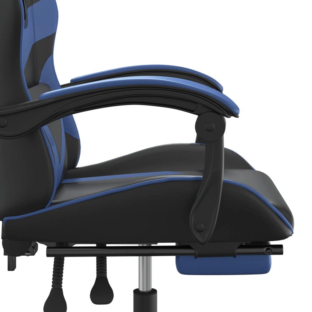 vidaXL Swivel Gaming Chair with Footrest Black&Blue Faux Leather