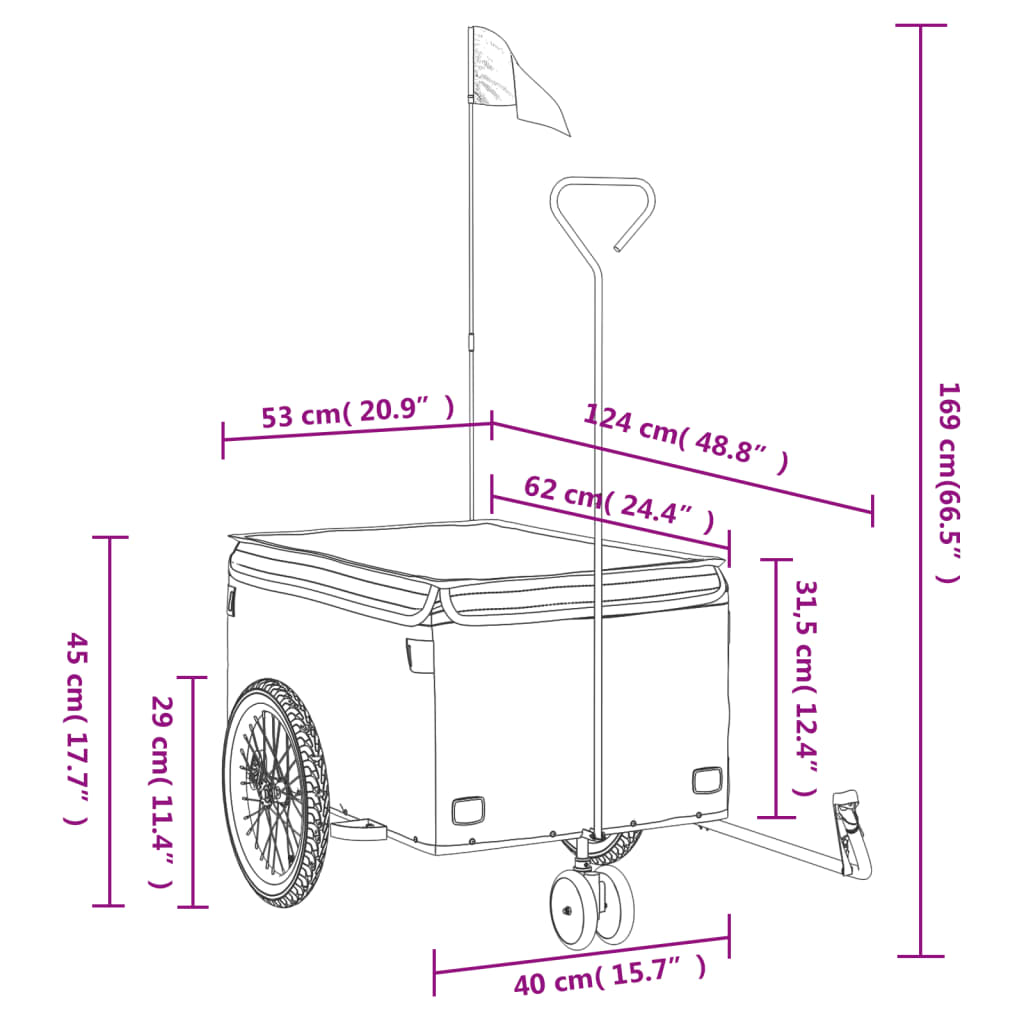 vidaXL Bike Trailer Black and Yellow 30 kg Iron