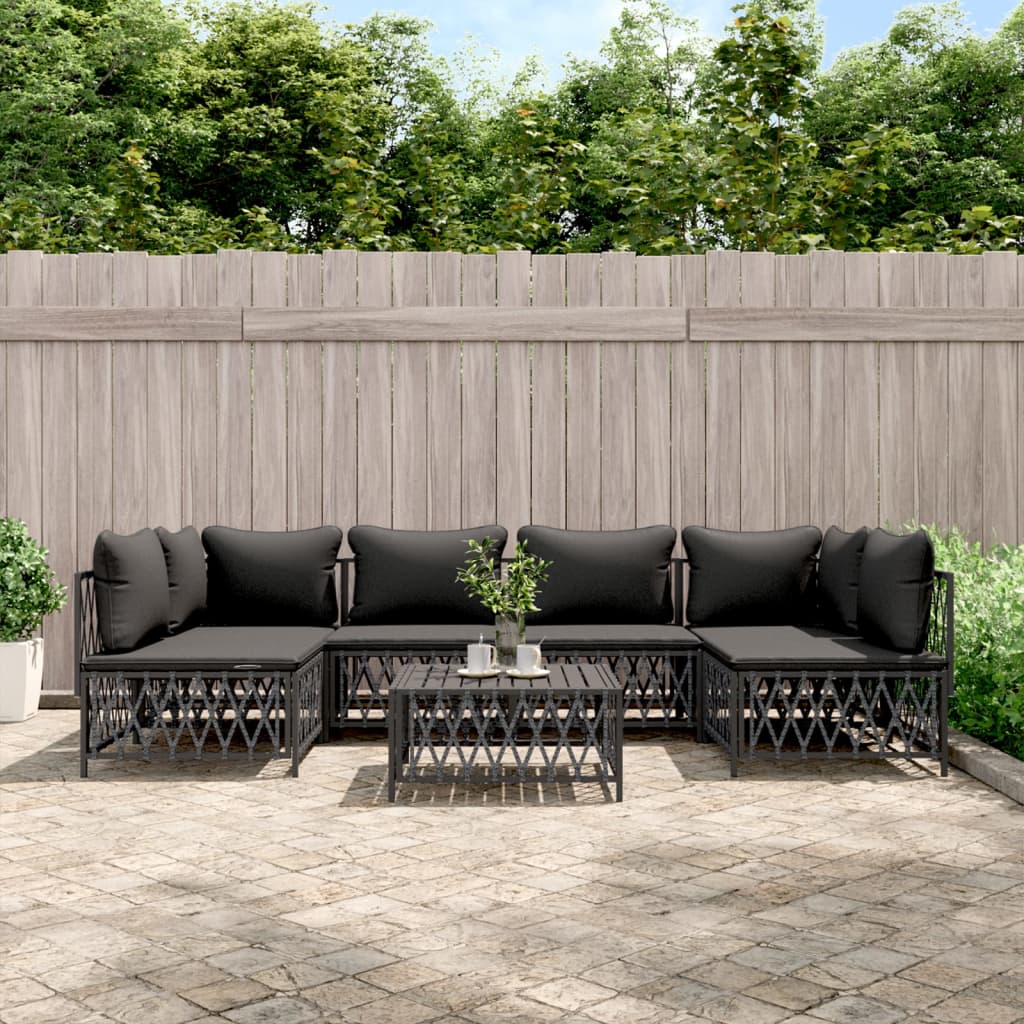 vidaXL 7 Piece Garden Lounge Set with Cushions Anthracite Steel