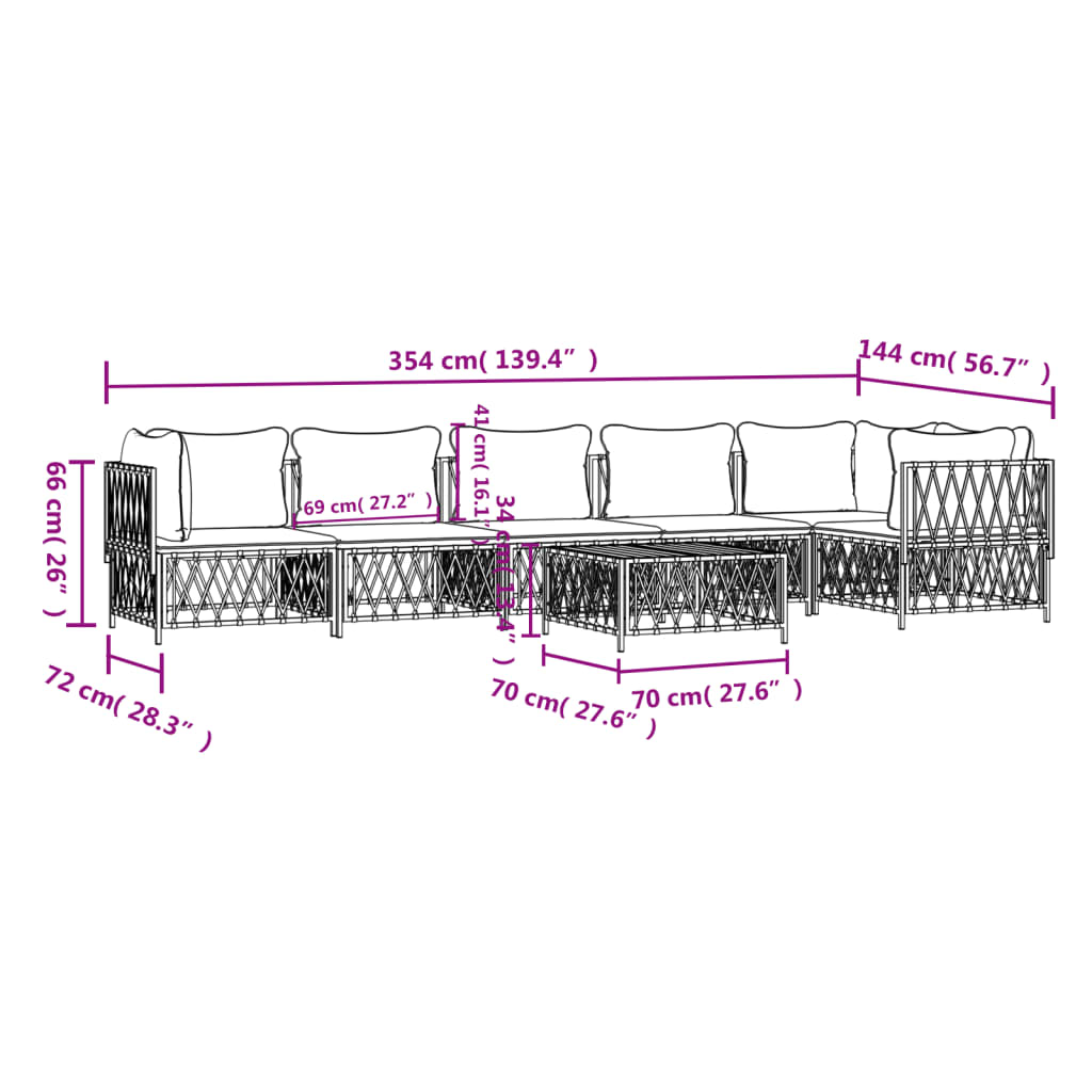 vidaXL 7 Piece Garden Lounge Set with Cushions Anthracite Steel