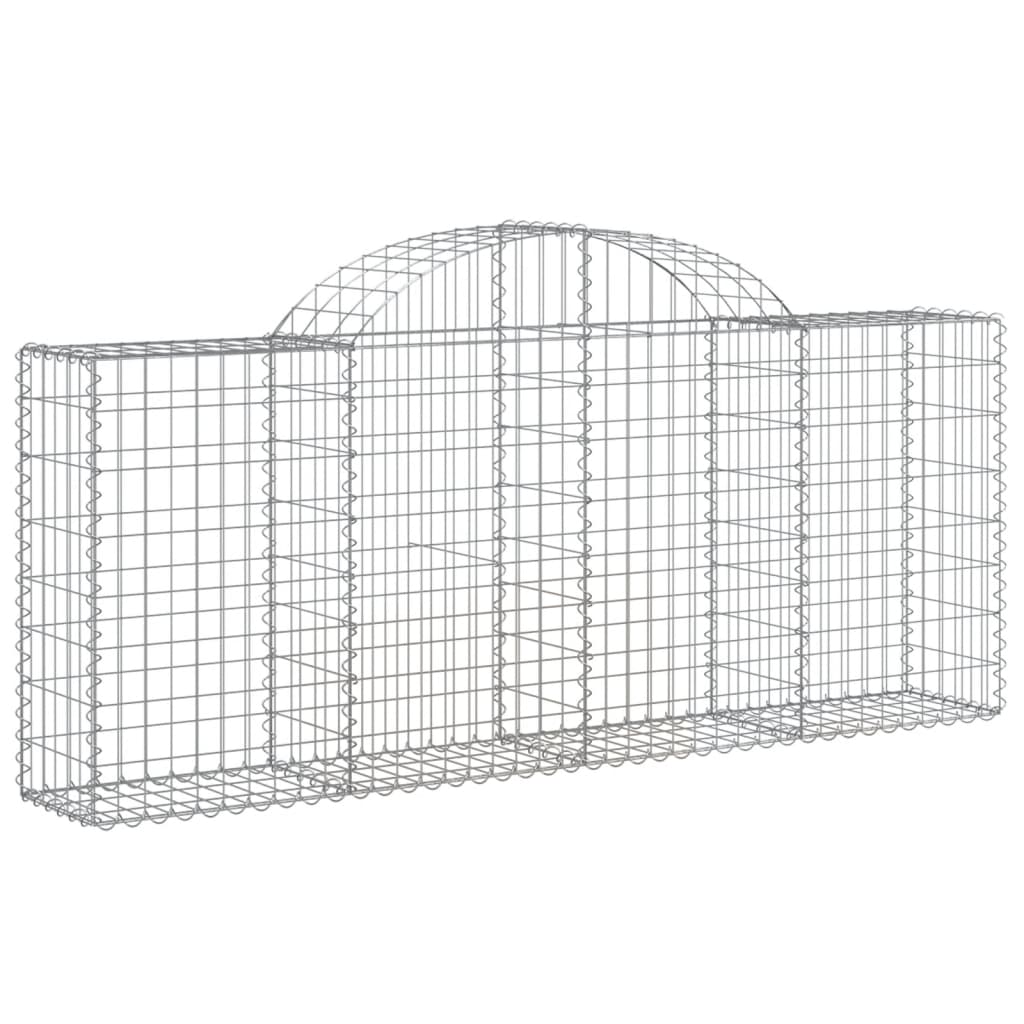 vidaXL Arched Gabion Baskets 10 pcs 200x30x80/100 cm Galvanised Iron