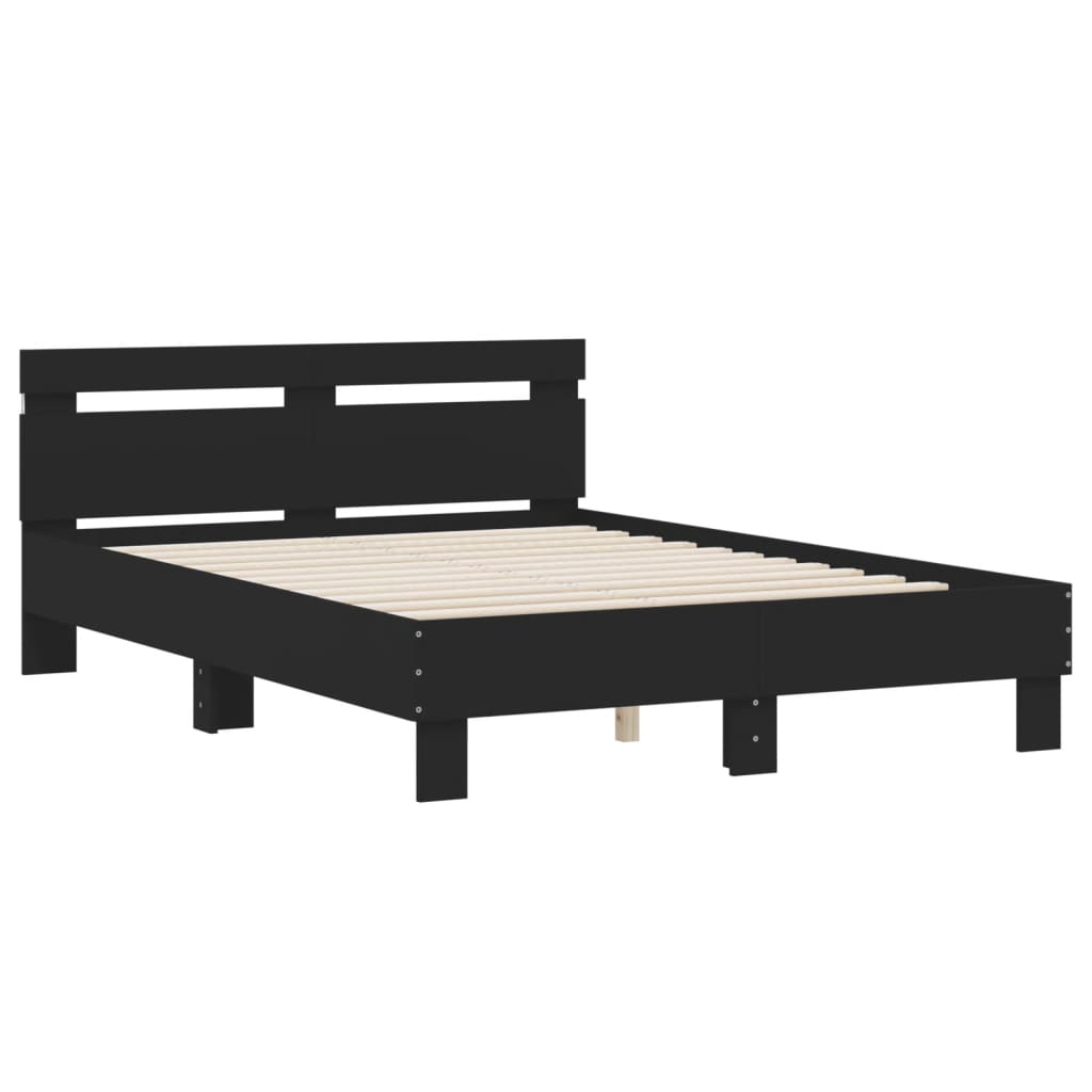 vidaXL Bed Frame with LED without Mattress Black 135x190 cm Double