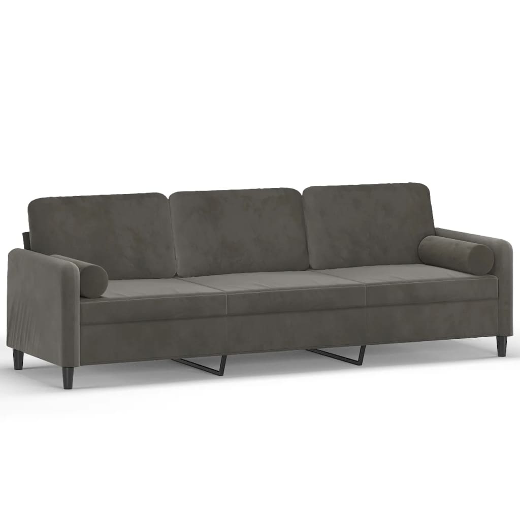 vidaXL 3-Seater Sofa with Pillows&Cushions Dark Grey 210 cm Velvet