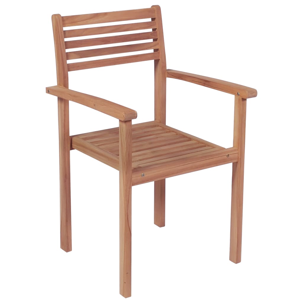 vidaXL Stackable Garden Chairs with Cushions 6 pcs Solid Teak Wood