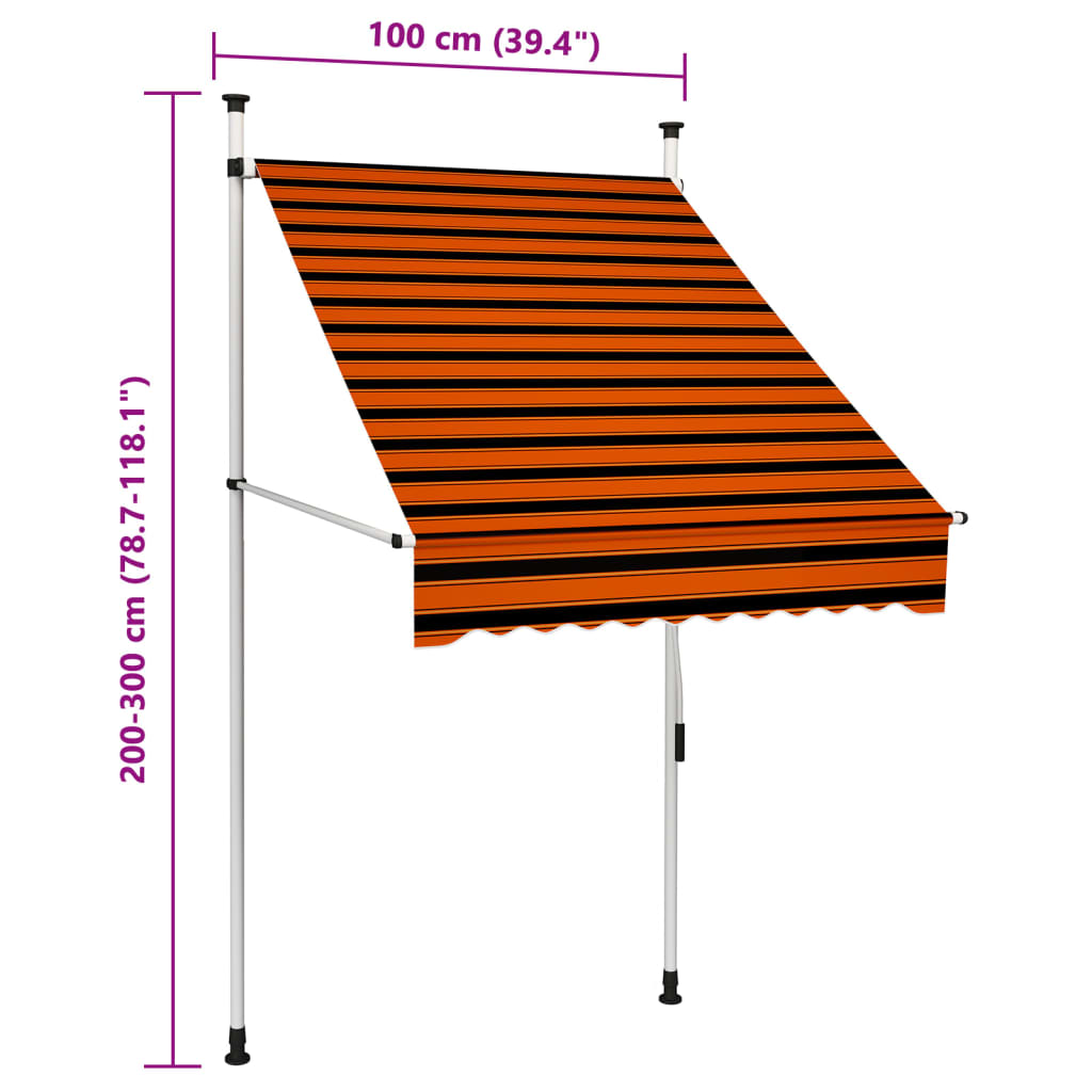 vidaXL Manual Retractable Awning 150 cm Orange and Brown