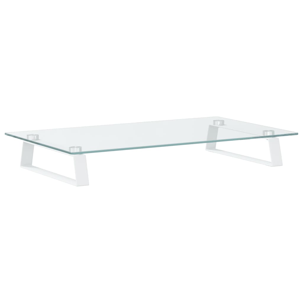 vidaXL Monitor Stand White 60x35x8 cm Tempered Glass and Metal