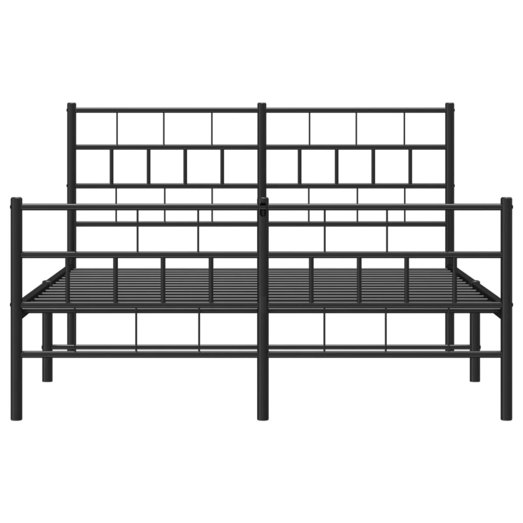 vidaXL Metal Bed Frame without Mattress with Footboard Black 150x200 cm King Size