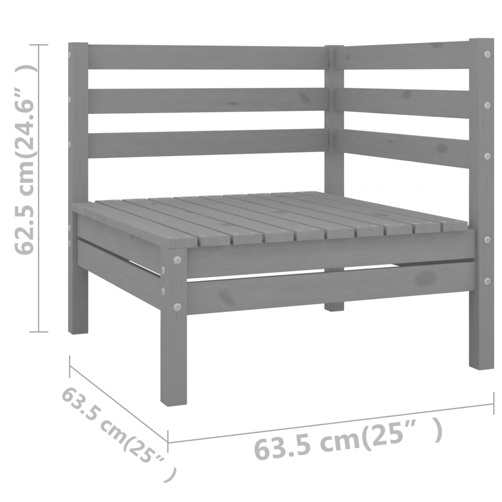 vidaXL 10 Piece Garden Lounge Set Solid Wood Pine Grey