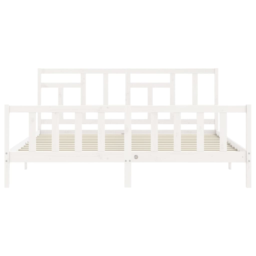 vidaXL Bed Frame without Mattress White Super King Size Solid Wood Pine